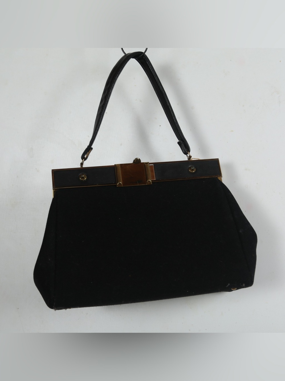 Classic Black Top-Handle Satchel with Gold Trim